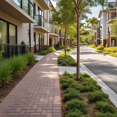 Sidewalk walkways apartment